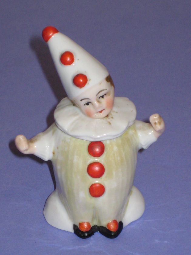 Vintage Figural Pierrot Clown Porcelain Mustard Jar Germany  