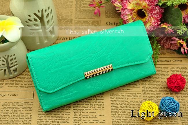 Women’s PU Leather Clutch Wallet Purse Handbag Bag Fake Diamand 