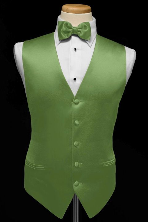 Premiere Satin Vest & Tie (36 Colors)    Clover  