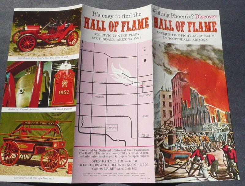 1972 Scottsdale Arizona Hall of Flame map brochure  