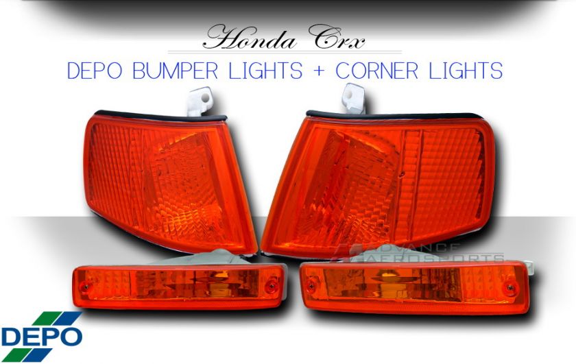 90 91 Honda CR X/CRX HF/Si Amber Corner+Bumper Lights  