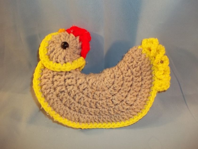 Vintage Pre50s Crocheted Chicken Hotpad Potholder NICE  