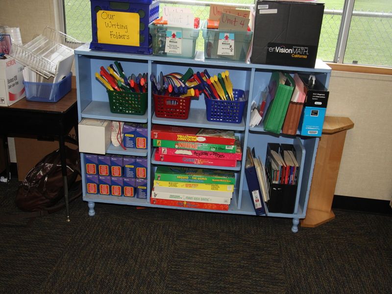 Elementary Furniture Lot  Stacking Chairs, Media Carts, Wood Desks 