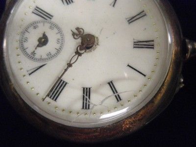 VINTAGE POCKET WATCH 10 RUBIES CYLINDRE, COIN SILVER CASE  