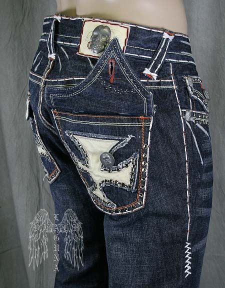 Laguna Beach Jeans Mens DANA POINT White stitch 2G Crystals **SAMPLE 