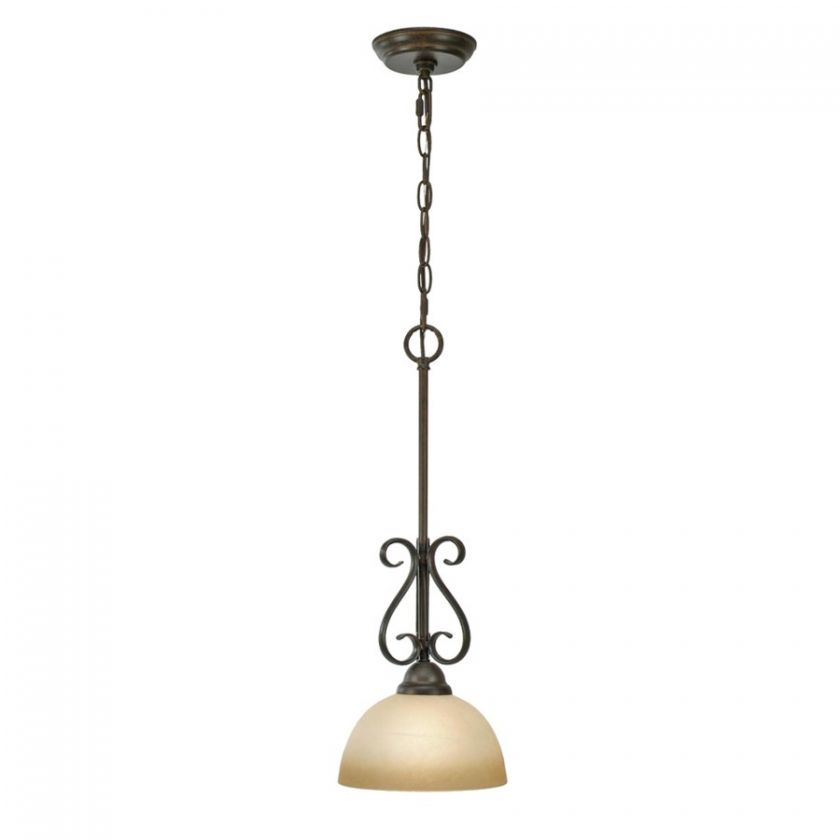 NEW 1 Light Mini Pendant Lighting Fixture, Peppercorn Bronze, Linen 