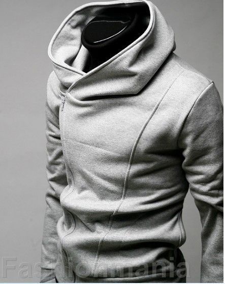 Men Casual Zip Up Hoodie Jacket Sweatshirt 3colors M L XL XXL Grey W04 