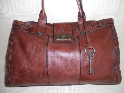 Fossil Vintage Reissue Weekender Brown Leather Large Handbag Tote SOLD 