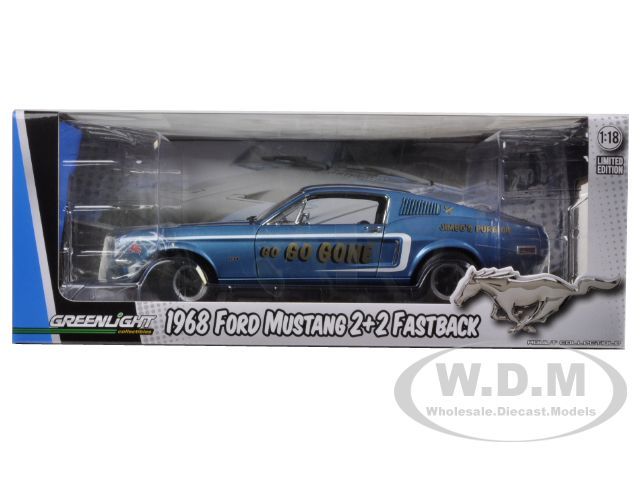  diecast model car of 1968 Ford Mustang GT 2+2 Fastback Blue Go Go 