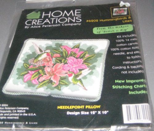 HUMMINGBIRDS & LILIES NEEDLEPOINT PILLOW New  