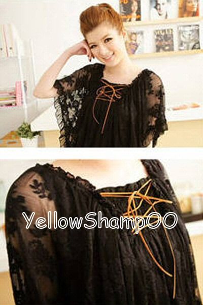 kimono sleeve lace top black xs/s  