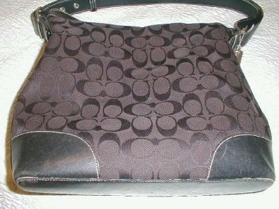 COACH 1 OWNER BLACK SIGNATURE CC LOGO DUFFLE CROSS BODY HANDBAG PURSE 