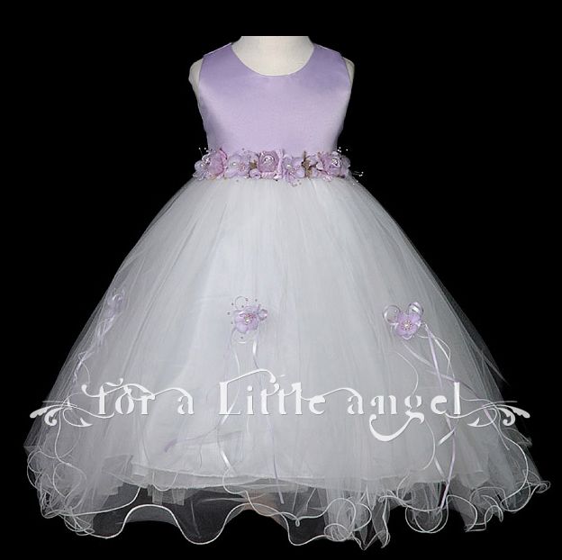 Lilac Flower Girl Dress Roses Communion 601 size 8  