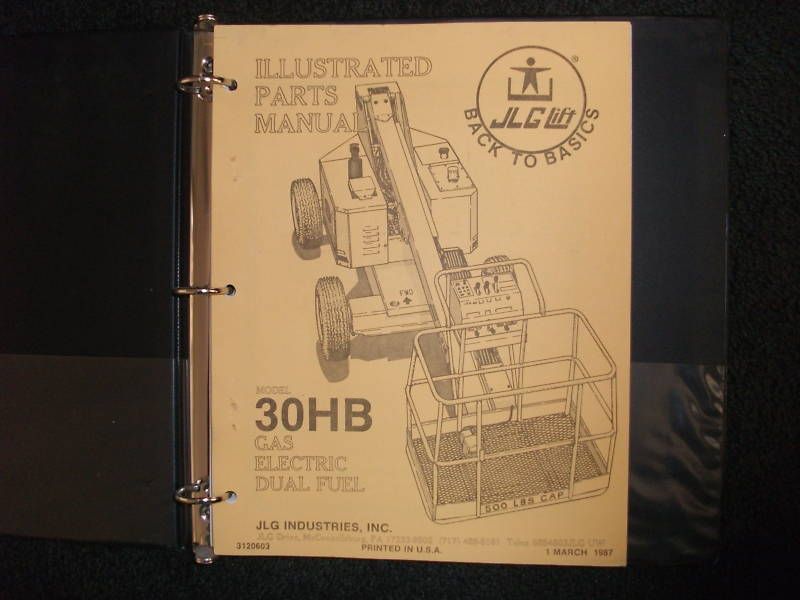 JLG 30HB/30 HB lift parts catalog manual  