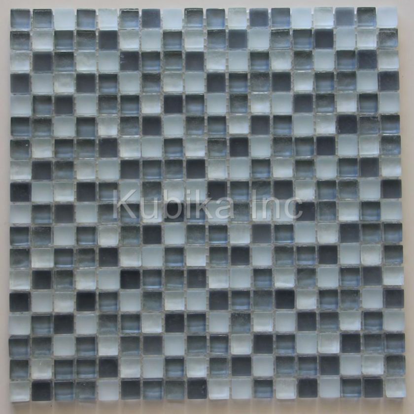 Glass Mosaic Tile Kitchen Backsplash Frosted Grey Clear  