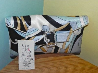 Jeweled JULIE BROWN Satin LUNA Silk BOW CLUTCH Evening Bag PURSE 