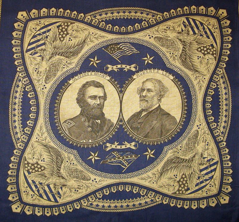 GRANT LEE Lincoln Civil War Craft Panel Fabric Blue  