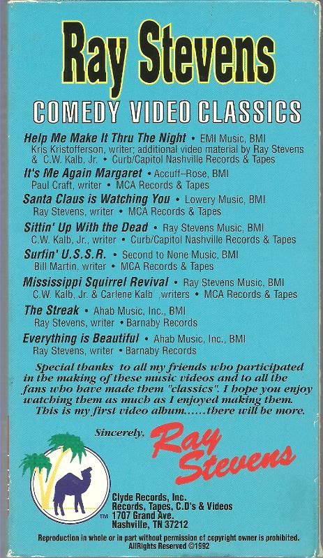 RAY STEVENS   8 Music Videos on One VHS   The Streak Everything Is 
