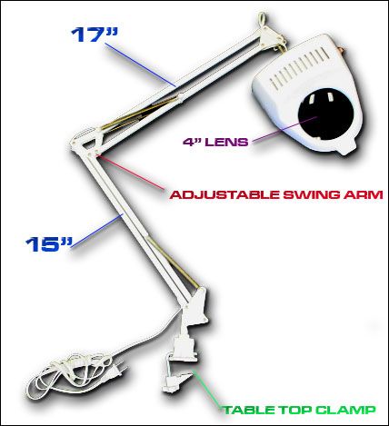 Pivoting 3X magnifying Head Uses one type A 60W light bulbmax. (bulb 