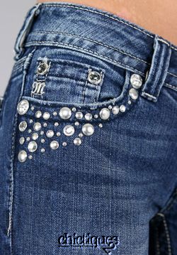 Miss Me Jeans Crystal Studs & Stones DK 93 Denim Boot Cut JW5141B8 Sz 