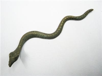 ANTIQUE BRASS SNAKE , DETAILED . SIGNED  