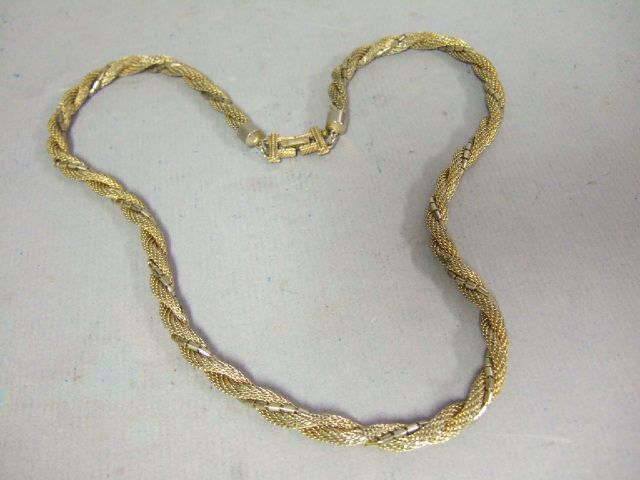 Vintage 1960s MARVELLA Woven Rope Metal Bead Necklace   