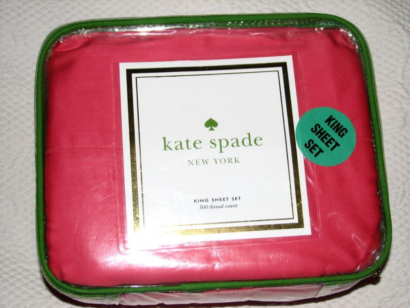Kate Spade NY Watermelon/Coral Pink King Sheets 300 TC 4 Piece Set 