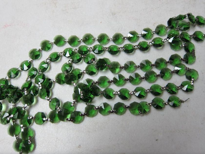   GREEN CHANDELIER CRYSTAL LAMP PRISM BEAD CHAIN GOLD CONNECTORS  