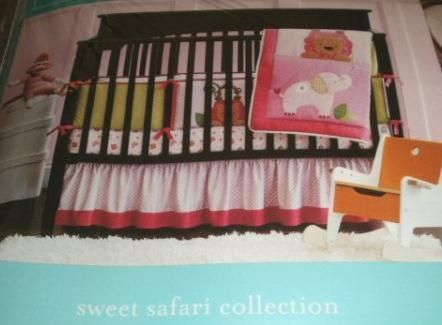 NEW Tiddliwinks Sweet Safari Monkey Pink/Green 3pc Baby Bedding Crib 