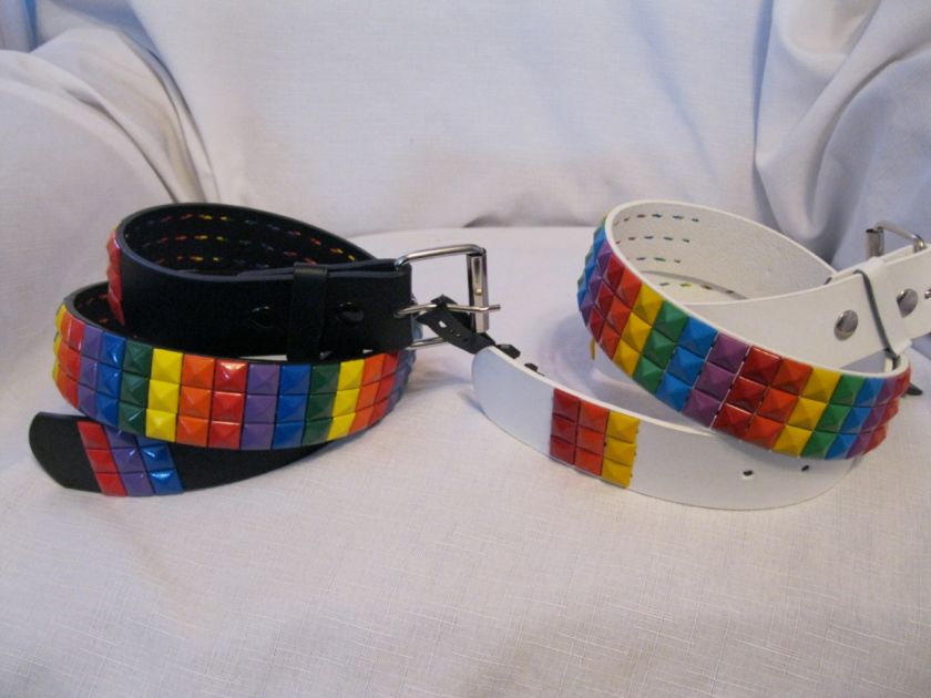 MULTI COLOR RaInBoW Studded Pyramid LEATHER BELT M,L,XL  