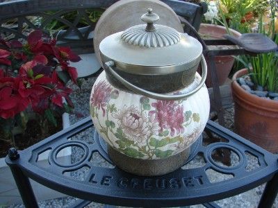 ANTIQUE 1880S DOULTON BURSLEM CHINE BISCUIT JAR  