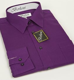 PURPLE Mens French convertible Cuffs Dress Shirt NEW  