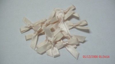 12 Satin Ribbon Bow Tie Ecru Craft Dolls Sewing Children HairBow 