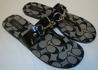   & SILVER SIGNATURE THONG SANDALS FLIP FLOPS SIZE 8 B SHOES  