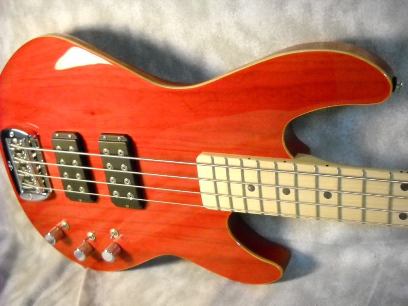 2012 USA G&L L2000 BASS CLEAR RED OVER SWAMP ASH w/WOOD BINDING  