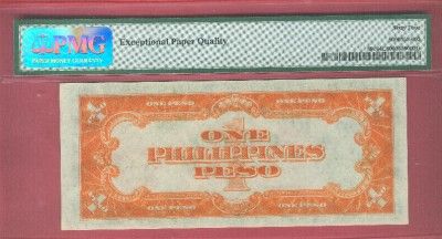 PHILIPPINES 1941 ONE PESO NAVAL AVIATOR P 89c PMG 64EPQ  