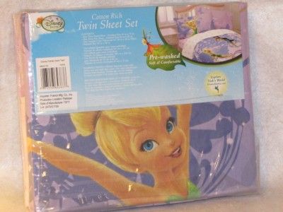 This sweet purple and pink Tinkerbell sheet set is titled Swirl Twirl 