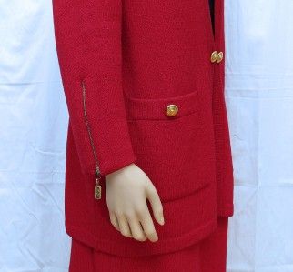 ST JOHN KNITS CASSIS RED SKIRT SUIT SIZE L/10/12/14  