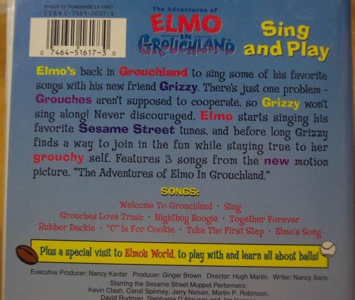 The Adventures Of Elmo In Grouchland VHS VIDEO  
