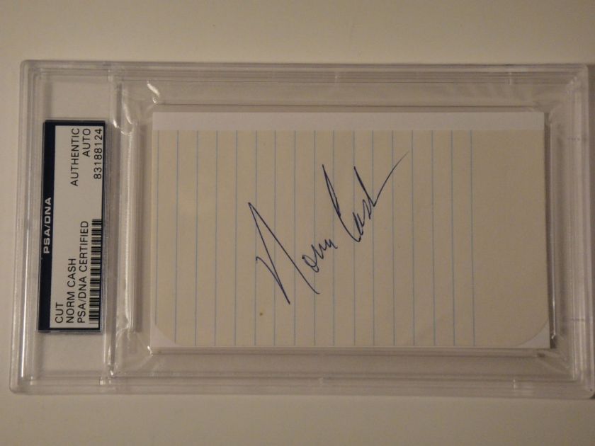 NORM CASH PSA/DNA SIGNED SHEET, CERTIFIED AUTHENTIC AUTOGRAPH, MINT 