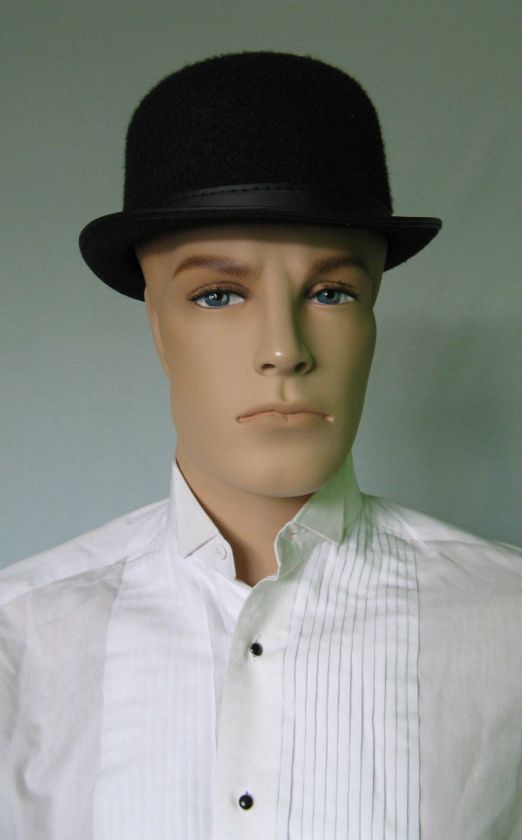 Black Derby Mens Hat Bowler J Hats Dura Felt Large Chaplin Clockwork 