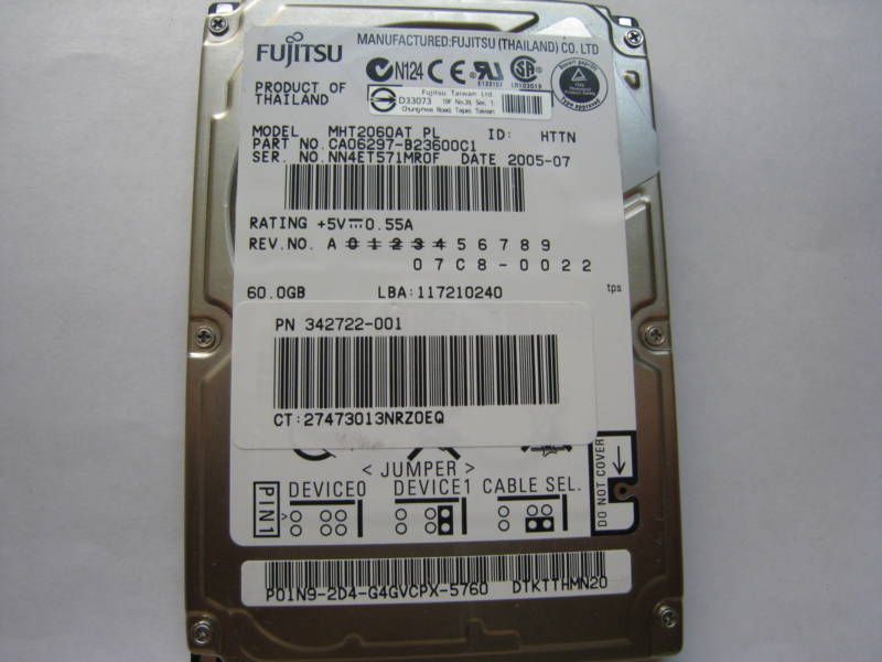 Fujitsu MHT2060AT PL CA06297 B23600C1 0022 60GB IDE HDD  