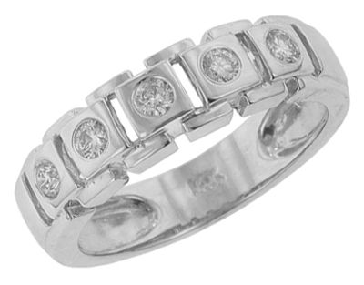   Wedding Band Ring With Round Cut Diamonds in 14 KT White Gold  