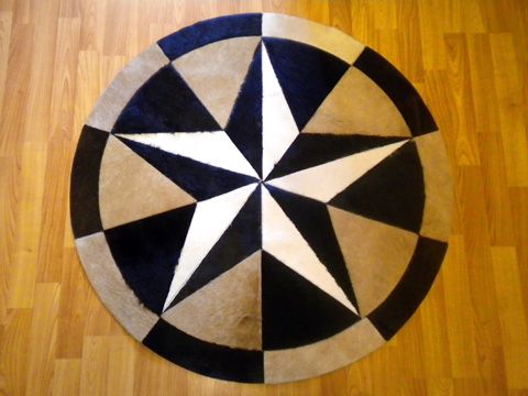 Star Cowhide Rug Cow Hide Skin Carpet Leather Round k5  