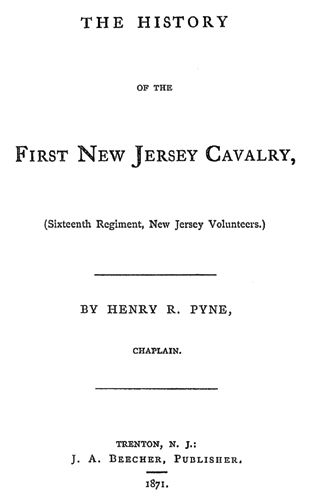 Civil War History of the 1st New Jersey Cavalry NJ  