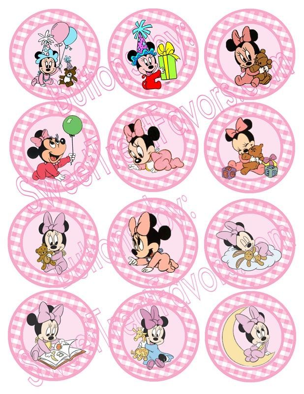 Disney Baby Minnie Party FAVORS PINS BUTTONS x12 Babies  