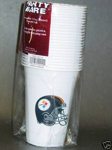 NFL Disposable Plastic Cups, Pittsburgh Steelers, NEW  
