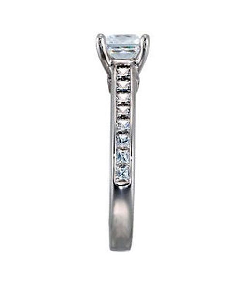 PRINCESS CUT SOLITAIRE ENGAGEMENT RING W/ PRINCESS ACCENTS SOLID 14K 