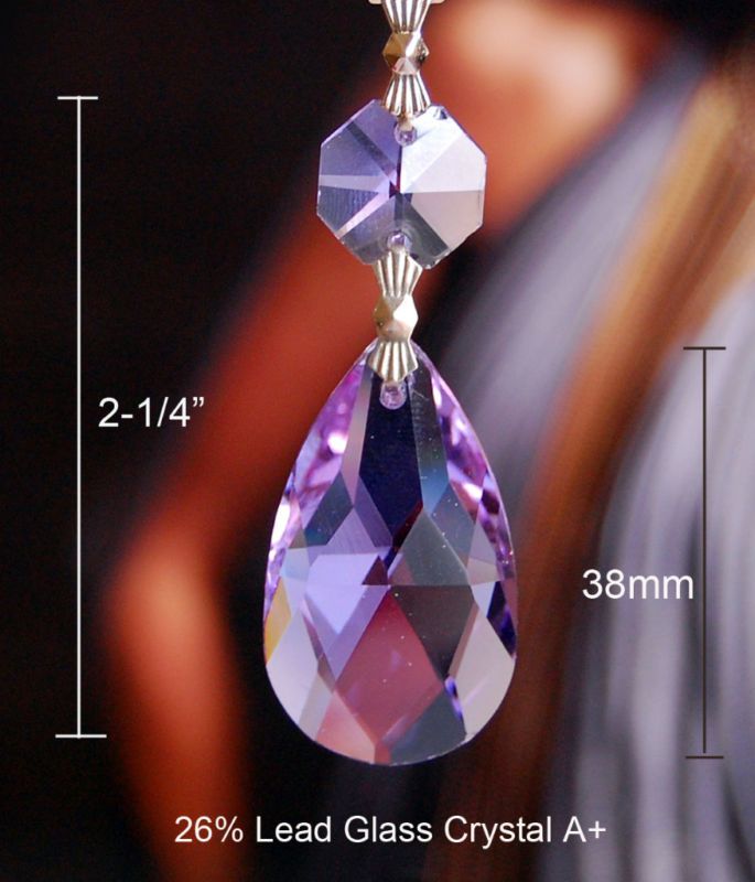 PURPLE CRYSTAL ANGEL TEAR CHANDELIER PRISMS PENDANT  