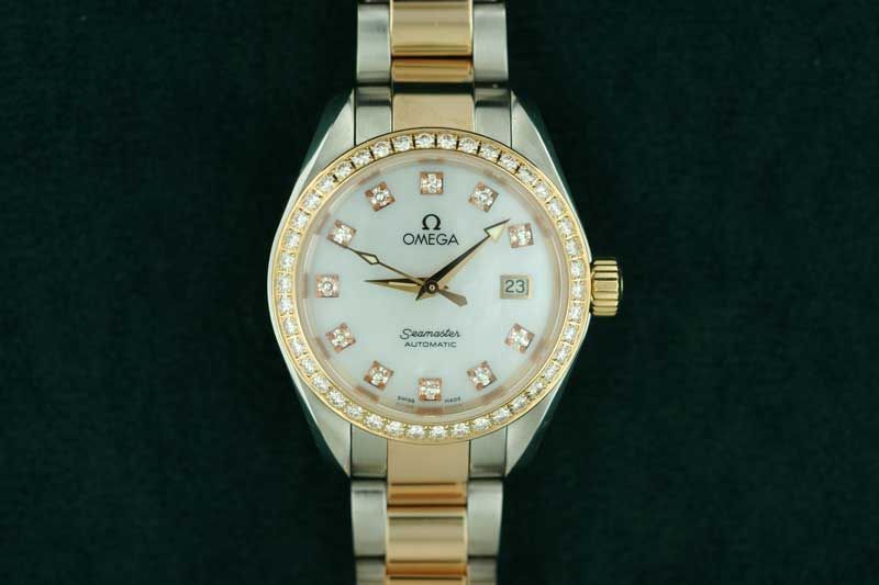 Ladies Omega Steel Rose Gold & Diamond Seamaster Aqua Terra 666.1110 